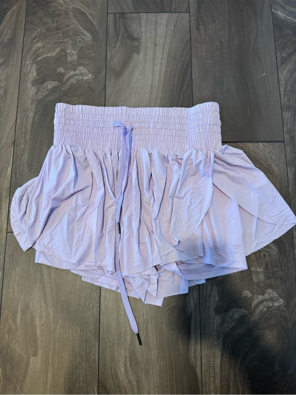 Lilac Smocked Athletic Ruffle Skort - L